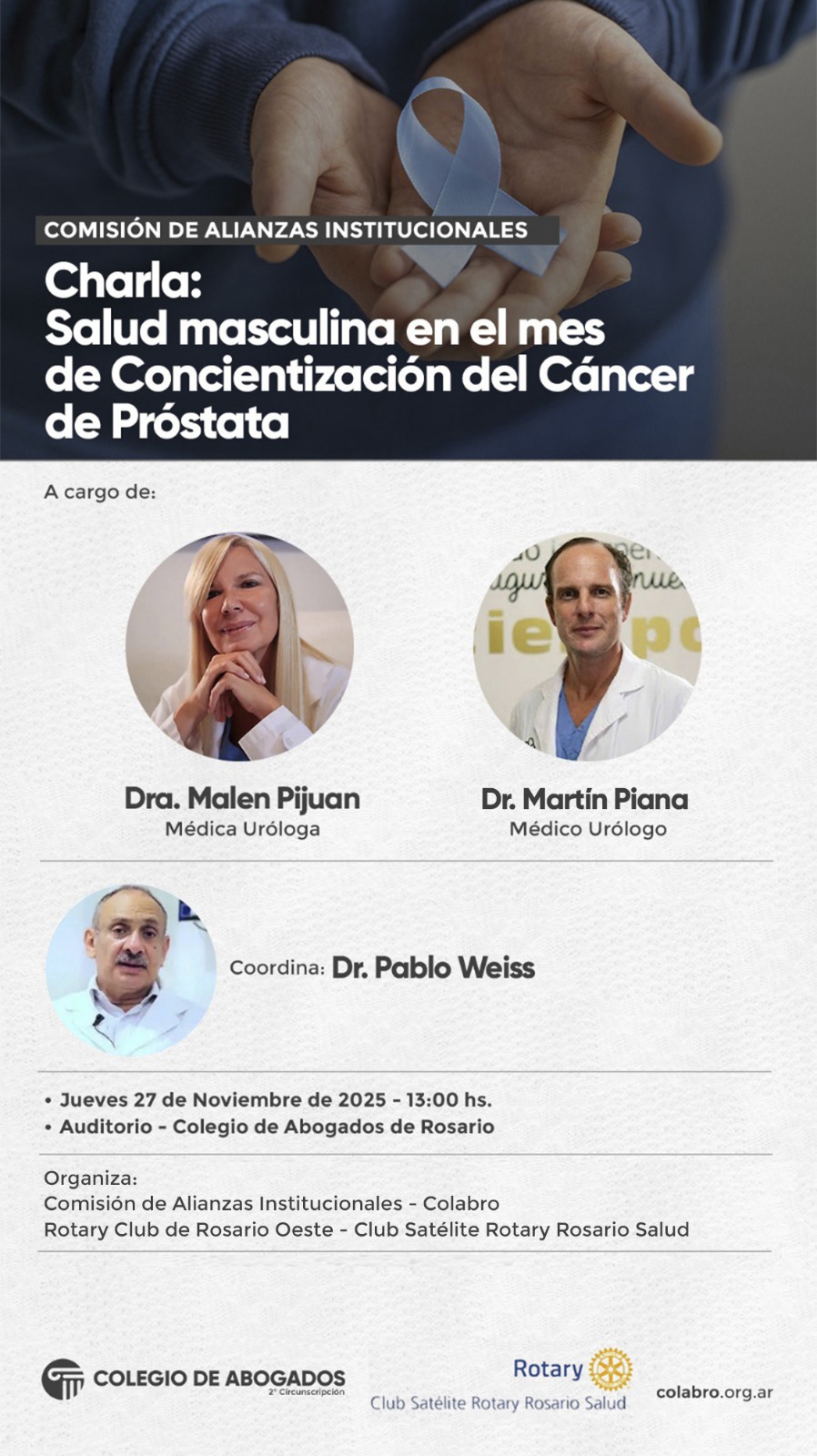 Charla: Salud masculina en el mes de Concientización del Cáncer de Próstata - 27/11/2025